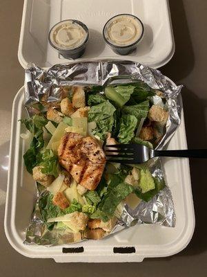 A $20 Caesar salad with Salmon.