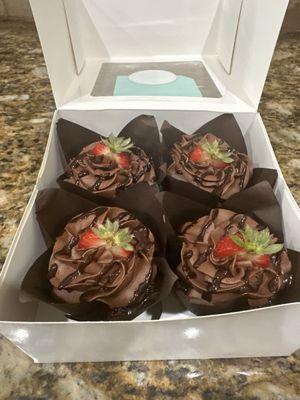 Chocolate dipped strawberry cupcakes