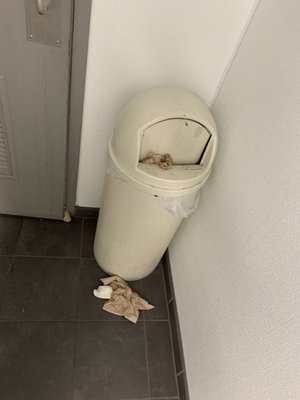 Trash in bathroom