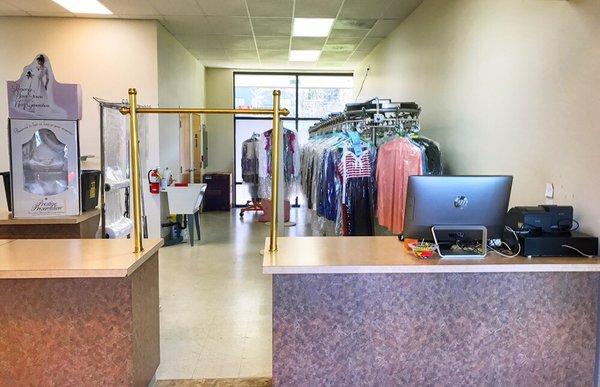 Front counter view of Mt. Scott Dry Cleaners