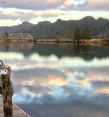 Beautiful calm sunny day looking at the Cushman bridge.