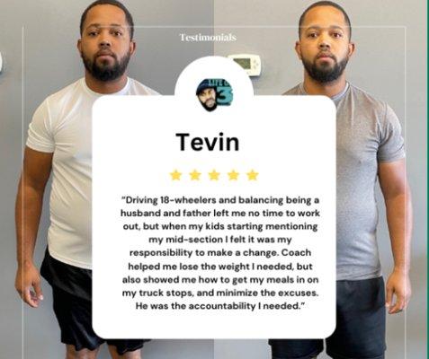 Before and After weight loss testimonials from personal fitness trainer Coach Ekong