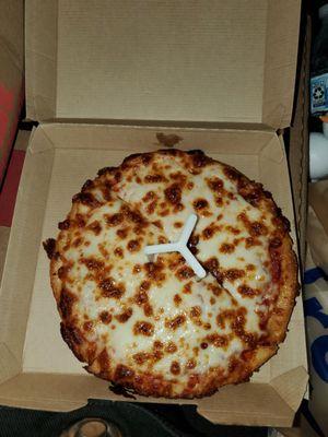 Personal pan pizza, extra cheese, well done!