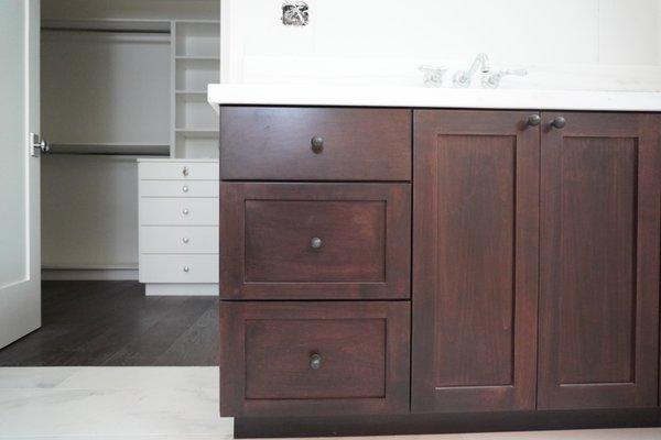 Some of the custom cabinets under the sink