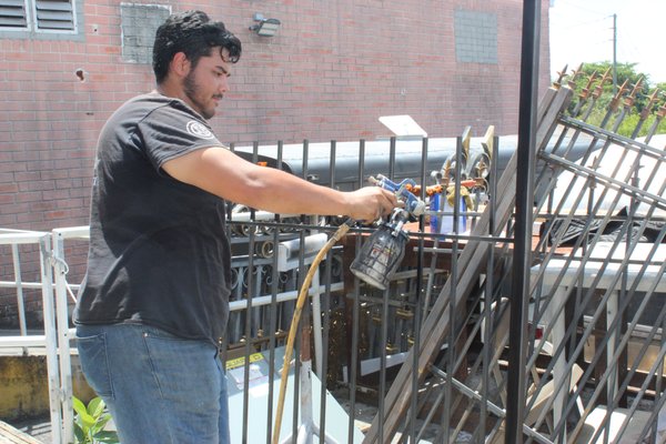 Metal refinishing services in the shop.