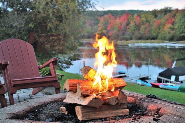 Cozy evening fire.