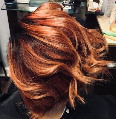 Rose gold color and hair cut