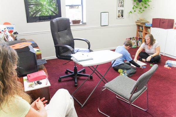 Parents/guardians are welcomed to observe in the therapy room.