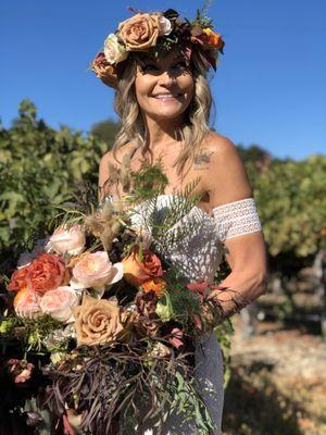 Bouquet and head piece