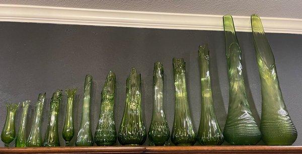 Green swung vases