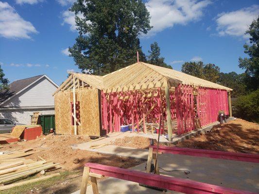 Framed residential home