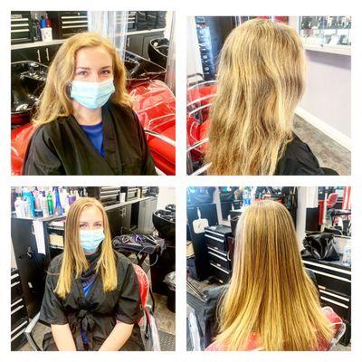 Keratin treatment before and after @Kings Lake Hair Design . Stylist Liz S