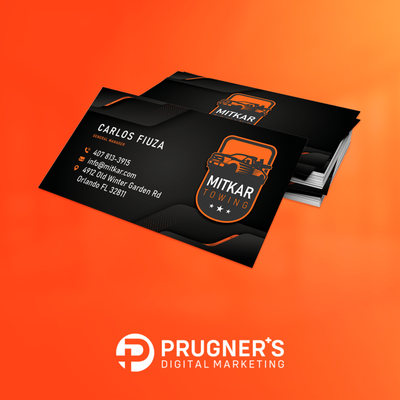 Mitkar Towing's business cards created by Prugner's Digital Marketing