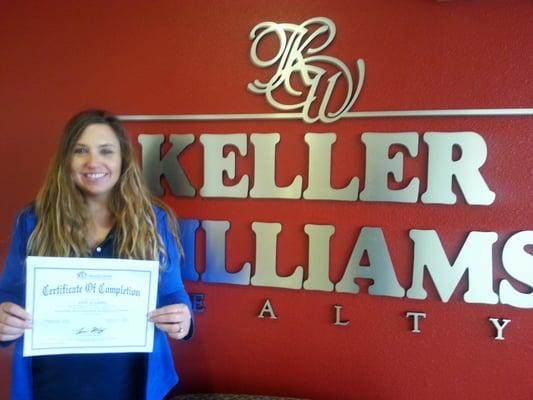 Real estate student finishing her first real estate course. We have a real estate school approved by the bureau of real estate.