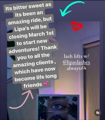 Lipas Lashes will be closing its doors March 1st 2024. It's been an amazing journey with you all!