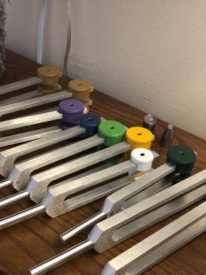 Tuning forks. Each color serves a different purpose.