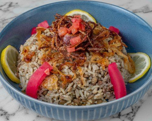 Lentil rice with fried onion