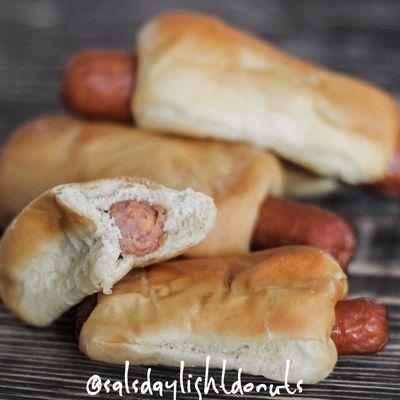 Homemade sausage wraps built by hand.