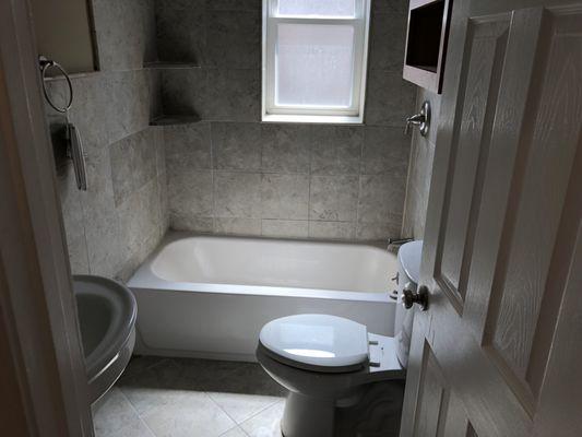 Completed rehabbed bathroom.