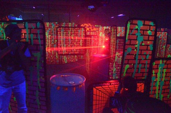 Beams going everywhere during a laser tag game