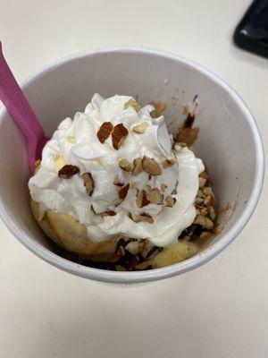 Gold Medal Ribbon with hot Fudge Brownie and pecans