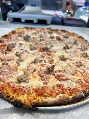 Sausage and onion pizza