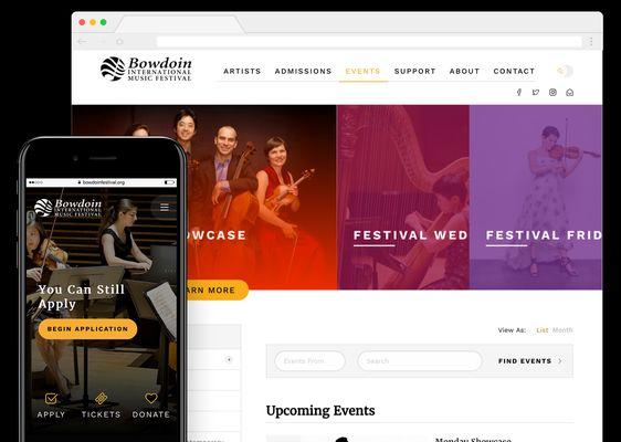 Website redesign for Bowdoin International Music Festival.