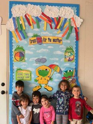 Children love interacting with Dress for the weather board.