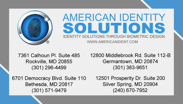 We have four fingerprinting locations in Montgomery County, MD.