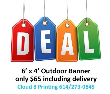 6' x 4' Vinyl Banner $65 including delivery