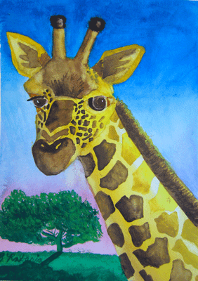 By student age 13 from watercolor art camp at Lascaux Academy, San Mateo area, Peninsula, Bay Areas