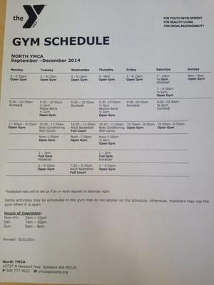 Facility Hours and Program Area Schedule