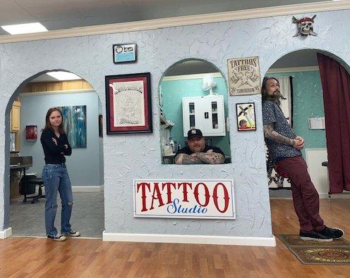 Monica, Brian, and Jim are here to make awesome tattoos for you and your friends.