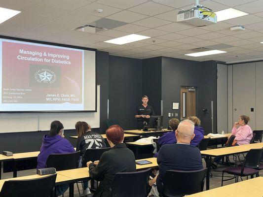 Dr. James E. Chalk leads a seminar on managing and improving circulation for diabetics at the Prominence Diabetes Expo.