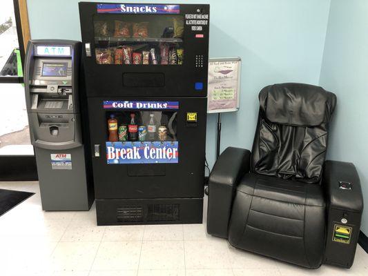 ATM, snacks, and a massage chair... what more could you need?!