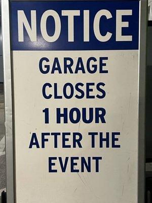 Right when the cashier checks you in. 1 hour after the game/event ends. We are punctual with this. We want to get home too. Thanks.