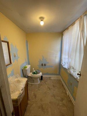 Patched up and painted a clients small bathroom