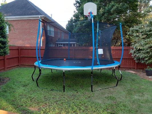 Another happy client. Trampoline assembly done.