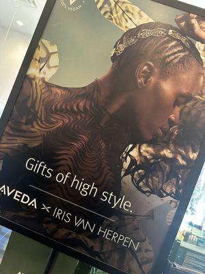 100% Vegan Aveda sign.