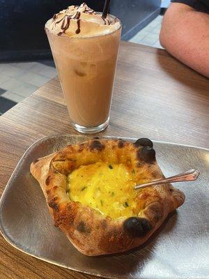 Herbed Cheese Boat (Khachapuri) and Drink of the Day