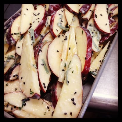 Apple Sesame Salad ~ Red Delicious Apples, Yogurt, Sesame Seeds, Lemon Zest, Fresh Sage & Rosemary