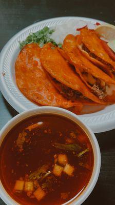 Birria quesitacos with consommé: $12