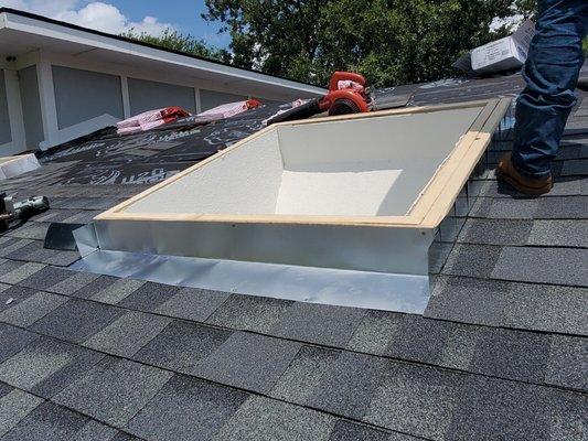 full skylight replacement with new curbing and flashing