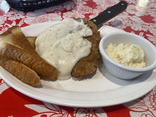 Chicken Fried Steak, Coleslaw, and Texas toast