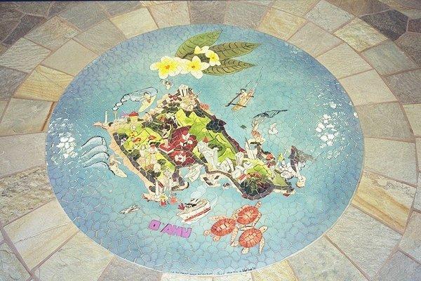 Handmade Ceramic tile mosaic mural for the Sheraton Wakiki travel section, '96-'09.