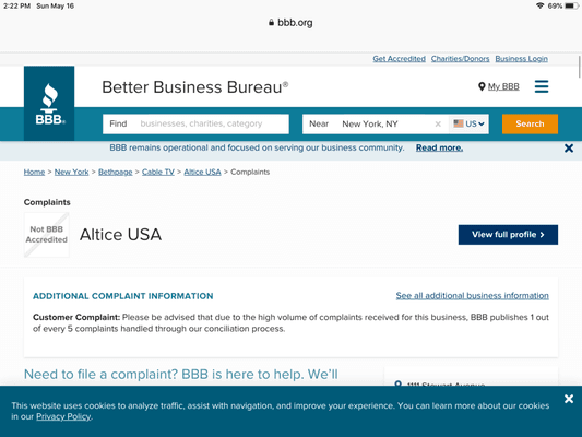 Atice has a "high volume" of BBB complaints.