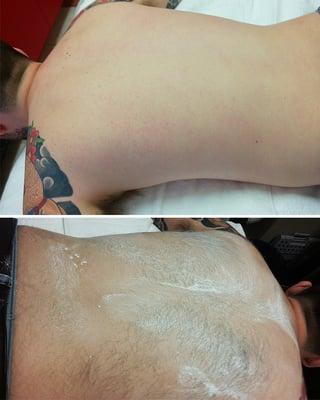 Before and After Man's Back. Sorry. I will take better pictures next time. :)