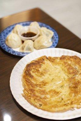 Soup Dumplings and Scallion Pancake