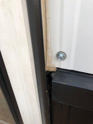 Poor workmanship at the french doors, because they sized the door frame too small.