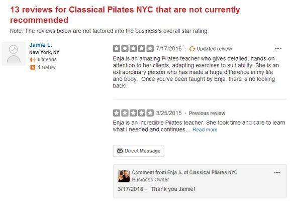 One of 13 5-star reviews hidden by Yelp!